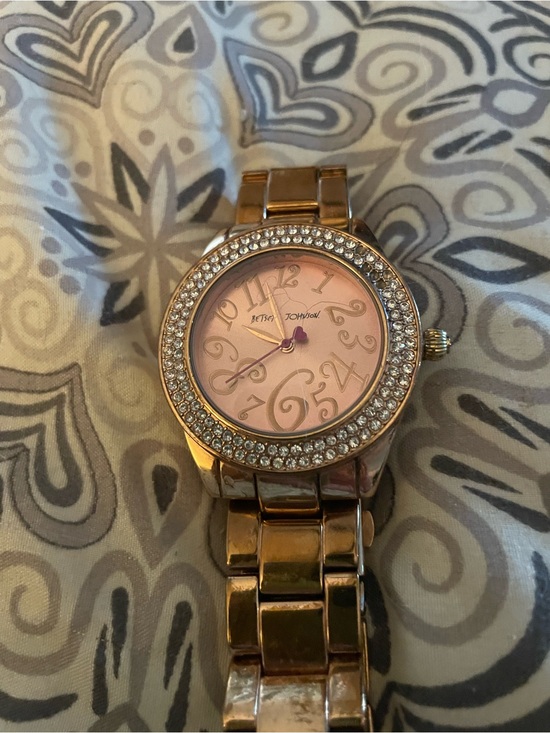 Betsey Johnson Accessories - Betsey Johnson Rose Gold Tone Watch with Pink Dial and Crystal Bezel